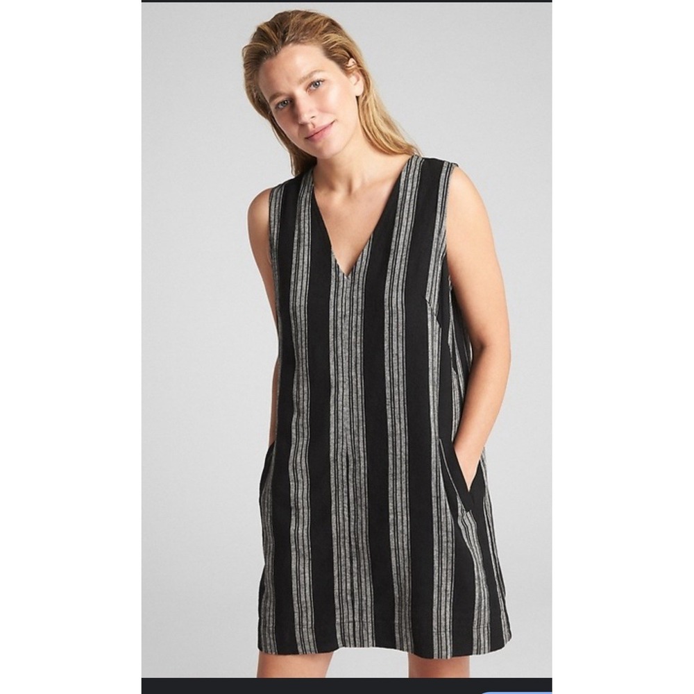Gap Striped Linen Blend Sz XS Sleeveless Shift Dress